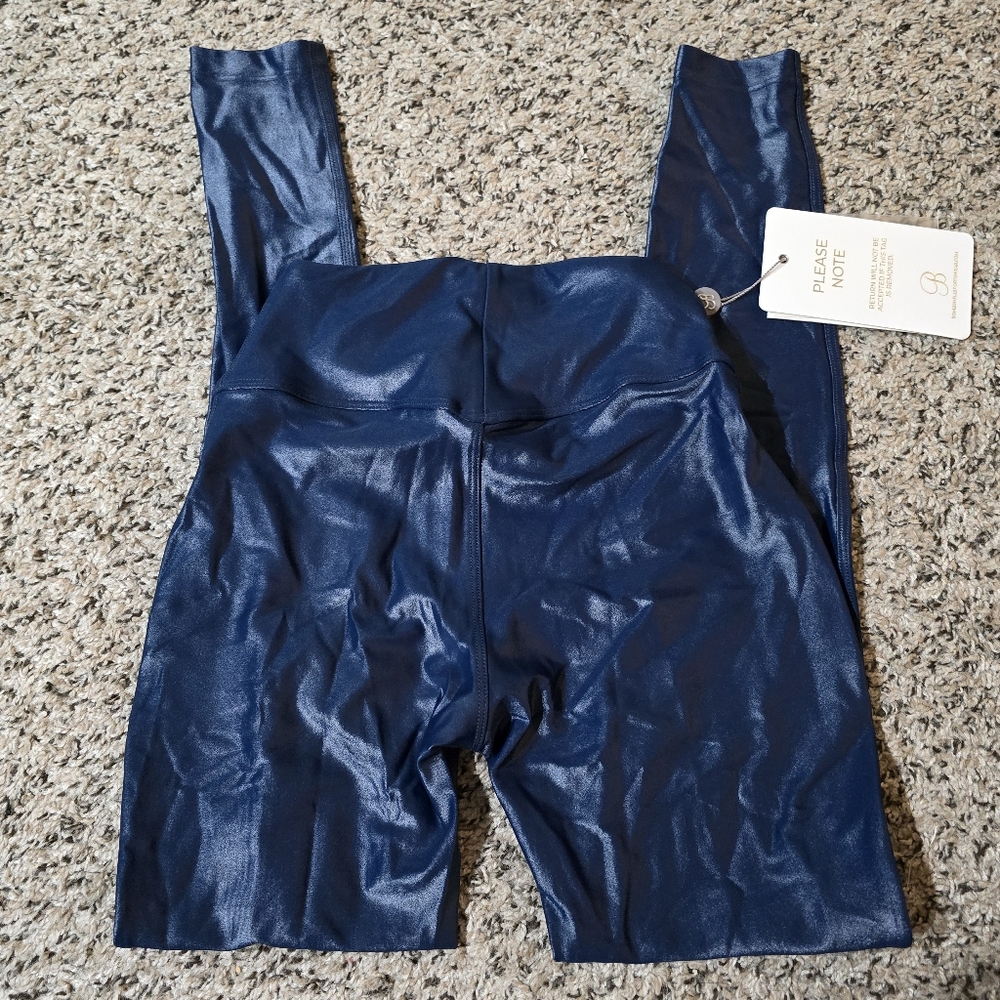 Bombshell Sportswear Navy High-Waist Shiny Leggings - Picture 5 of 6